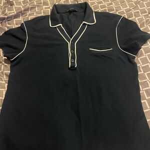 Gucci Navy Polo Shirt with White Piping AUTHENTIC classic Gucci